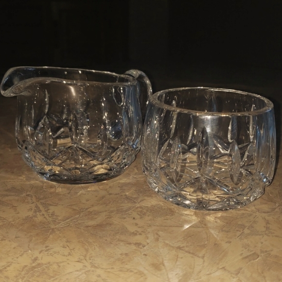 Block Other - Block Poland Cut Lead Crystal Glass Creamer & Open Sugar - OLYMPIC PATTERN